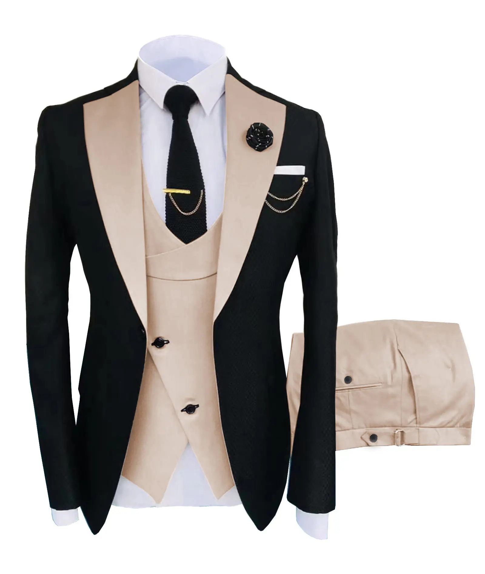 Men's 3-Piece Suit Set - Double Breasted Blazer, Vest & Pants for Weddings and Formal Events Casual Suit Wedding Suit Pocket Suit Men's Three-Piece party suits business casual Tuxedo SpringStatements
