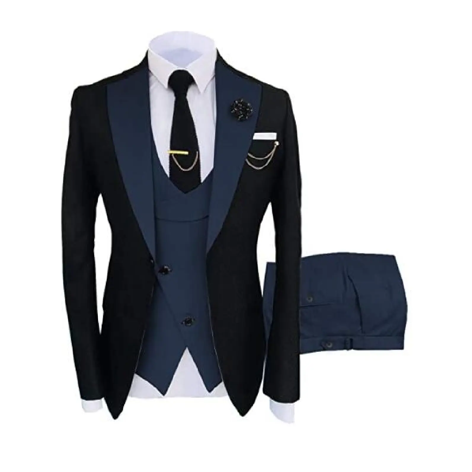 Men's 3-Piece Suit Set - Double Breasted Blazer, Vest & Pants for Weddings and Formal Events Casual Suit Wedding Suit Pocket Suit Men's Three-Piece party suits business casual Tuxedo SpringStatements