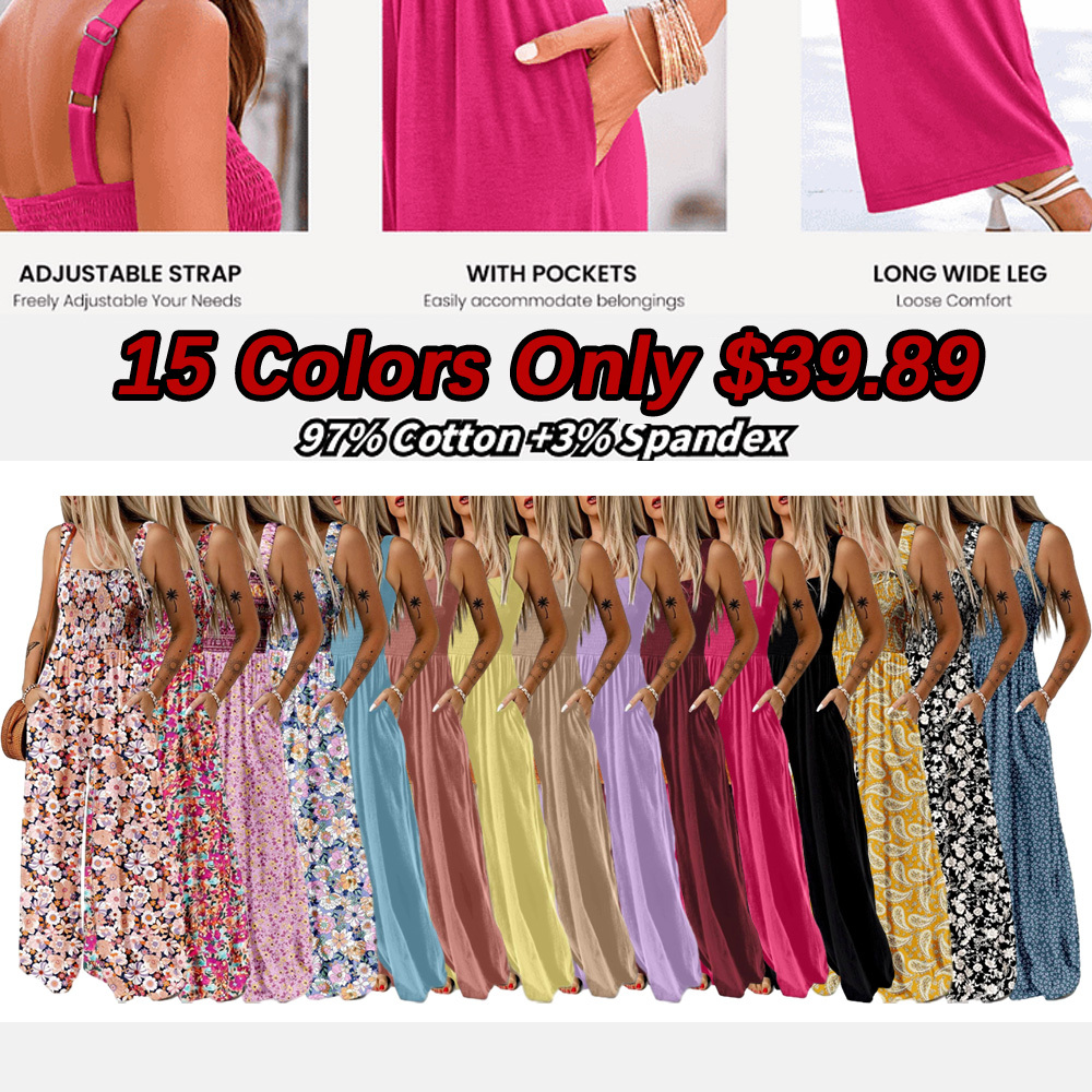 ⚡️Factory wholesale promotion 80% OFF⚡️Women's Sleeveless Jumpsuit with Pockets and adjustable straps/🎯Made in USA