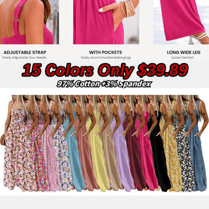 ⚡️Factory wholesale promotion 80% OFF⚡️Women's Sleeveless Jumpsuit with Pockets and adjustable straps/🎯Made in USA