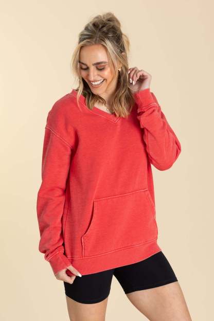 ⚠️ Your Favorite Is Back!🔥Pigment Dyed Cozy Campfire V-Neck Sweatshirt