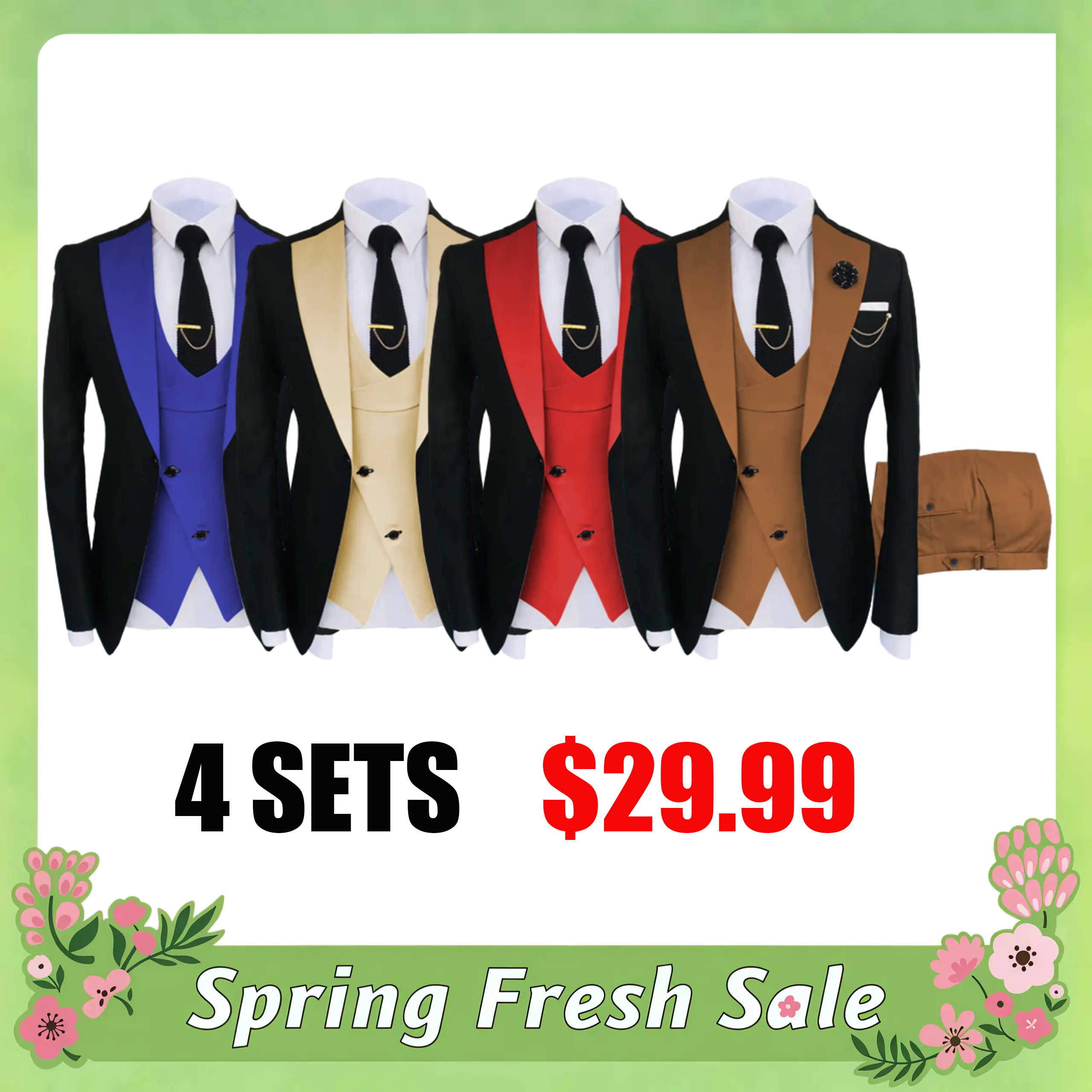 Men's 3-Piece Suit Set - Double Breasted Blazer, Vest & Pants for Weddings and Formal Events Casual Suit Wedding Suit Pocket Suit Men's Three-Piece party suits business casual Tuxedo SpringStatements