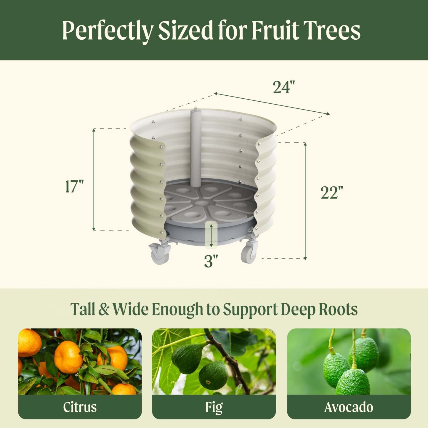 Self-Watering Rolling Citrus Tree Planter - 30 Gallon