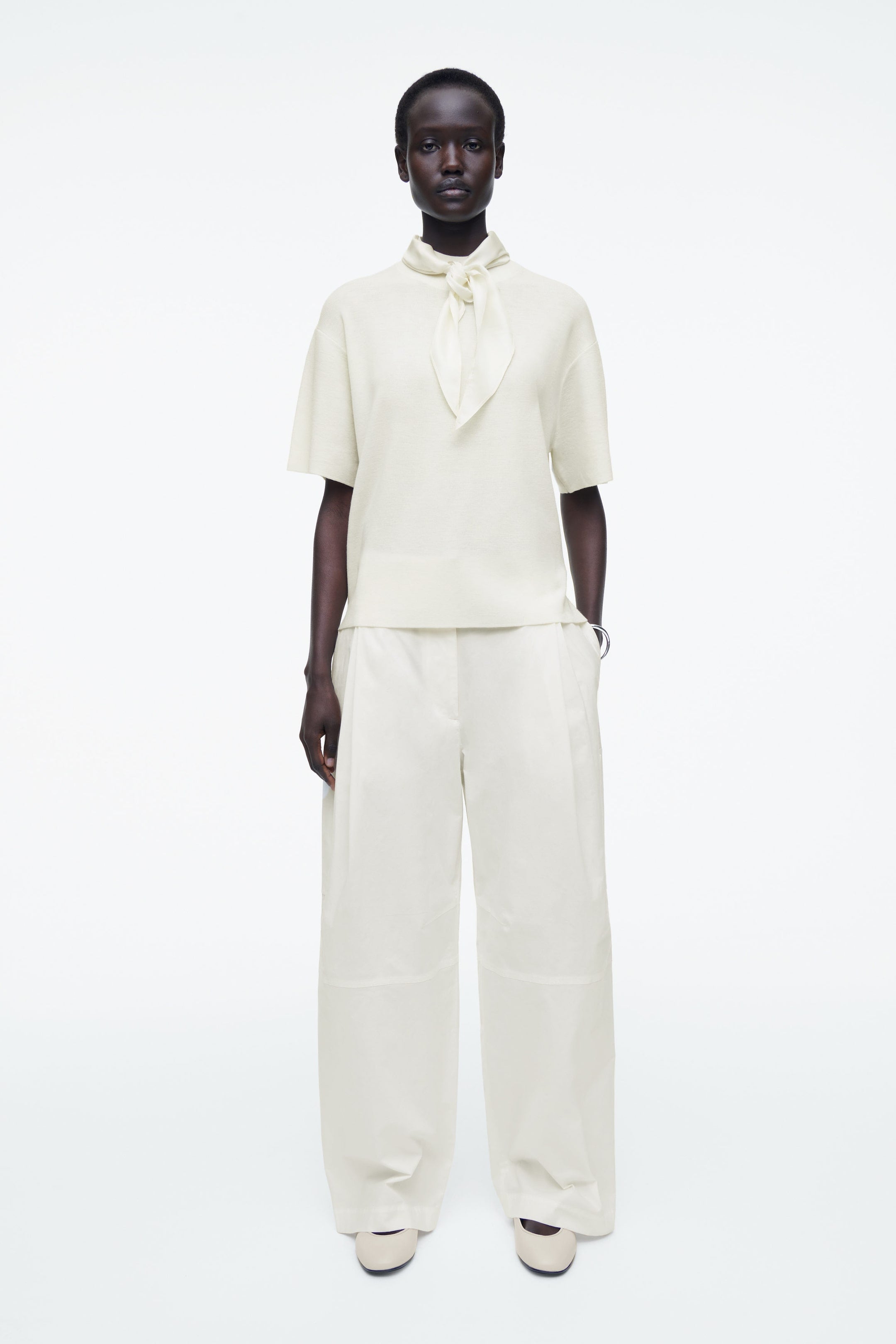 SCARF-DETAIL WOOL T-SHIRT