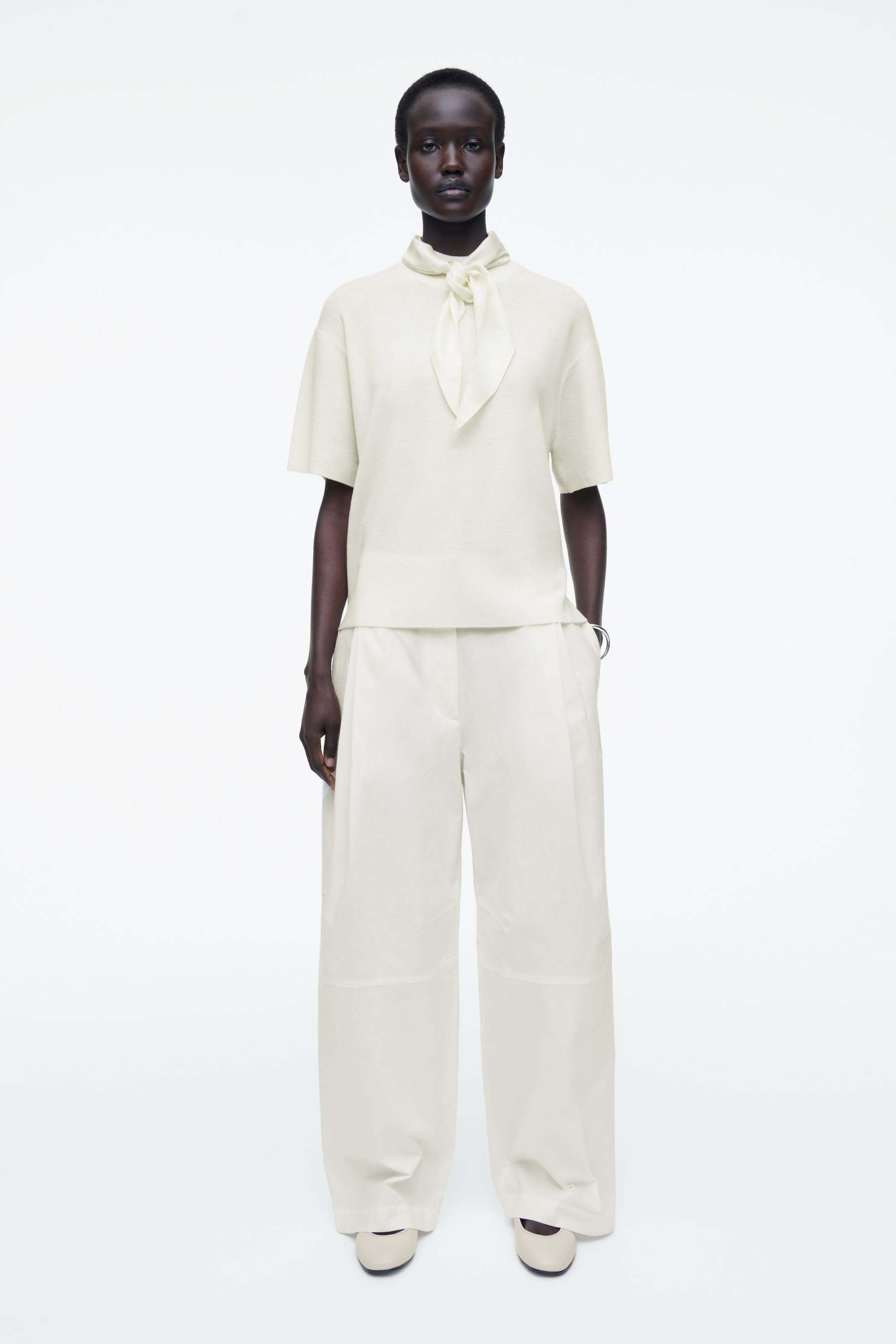 SCARF-DETAIL WOOL T-SHIRT