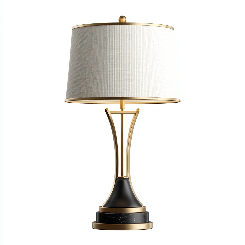 Lampe de table en métal et marbre 28x28x55 cm - doré-noir-blanc - style moderne-Restota