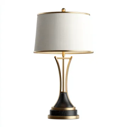 Lampe de table en métal et marbre 28x28x55 cm - doré-noir-blanc - style moderne-Restota