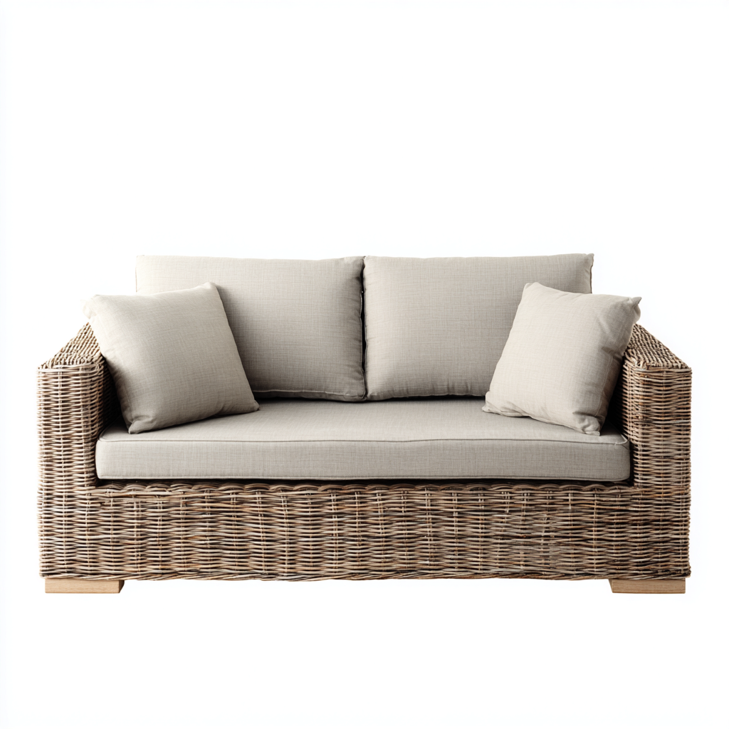 Canapé de jardin en résine tressée - 150x85x80 cm - beige - style moderne-Restota