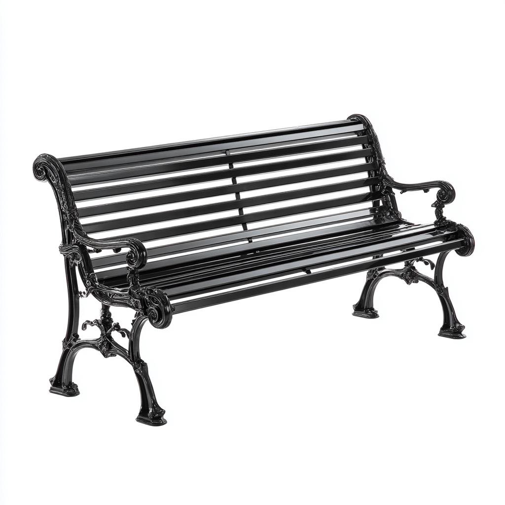 Banc de jardin en fonte - 130x60x78 cm - noir - style classique-Restota