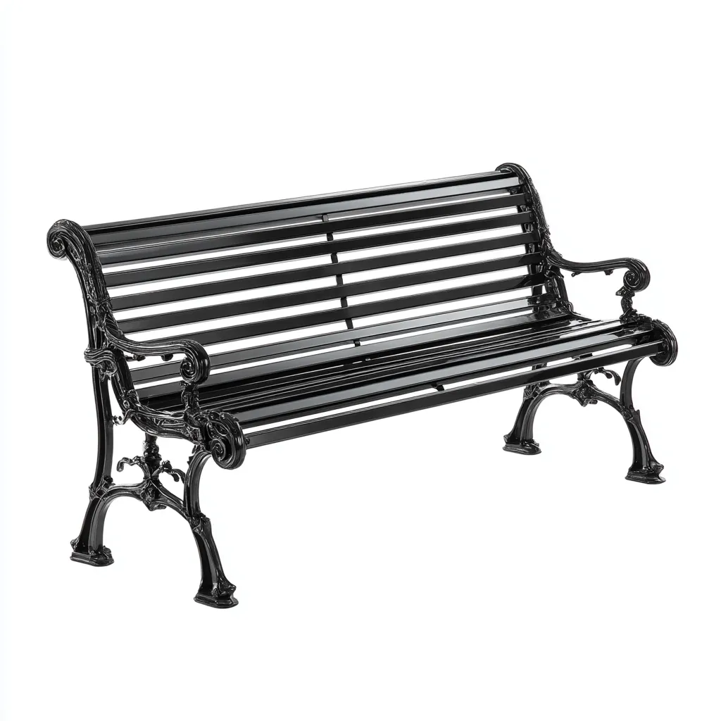 Banc de jardin en fonte - 130x60x78 cm - noir - style classique-Restota