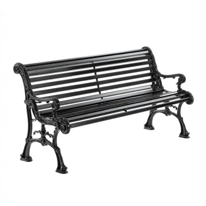 Banc de jardin en fonte - 130x60x78 cm - noir - style classique-Restota