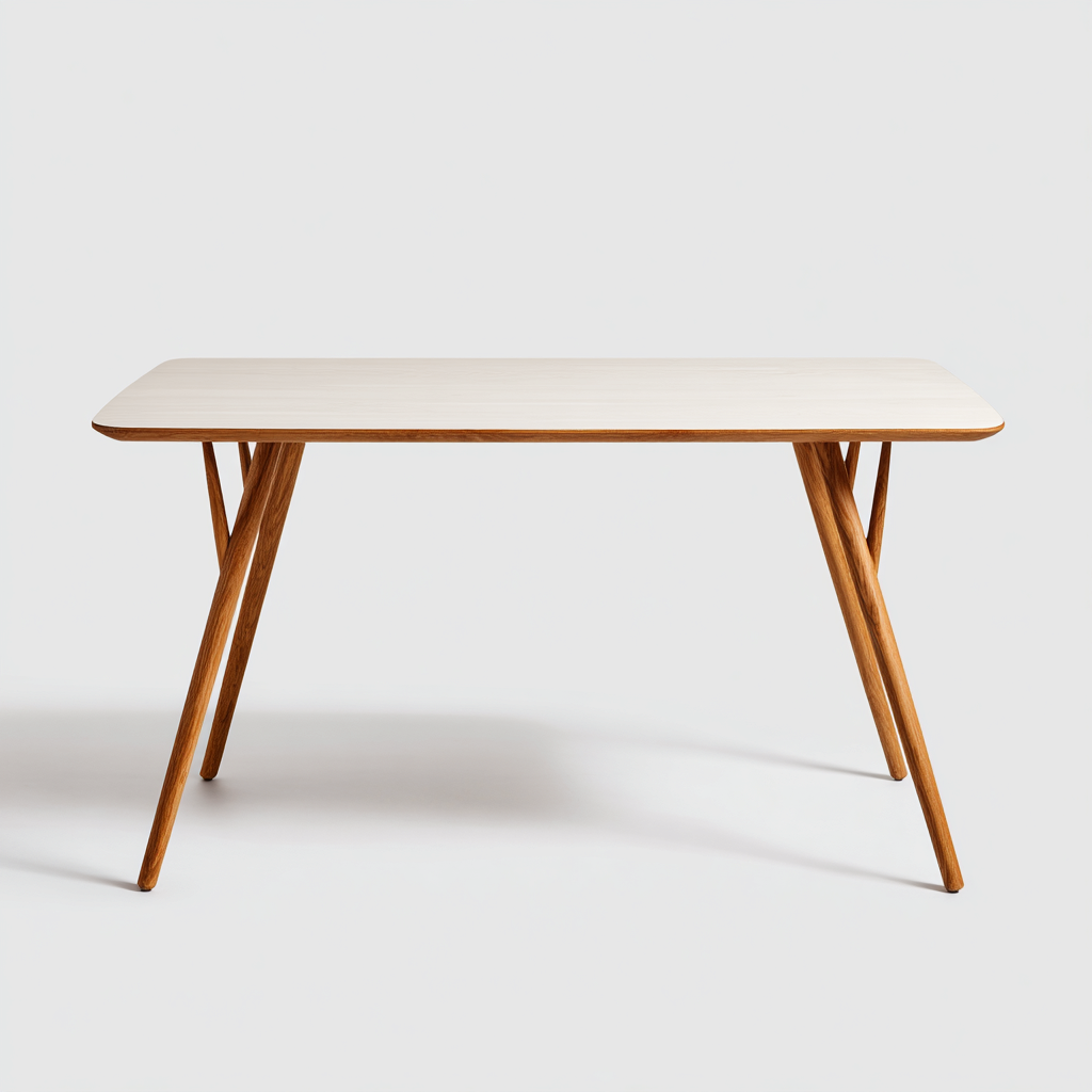 Table à manger rectangulaire en bois 160x90x75 cm - blanc-chêne - style scandinave élégant-Restota