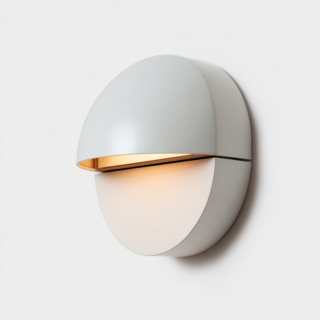 Applique murale ronde en aluminium blanc 18x9x20 cm - blanc - design moderne épuré-Restota