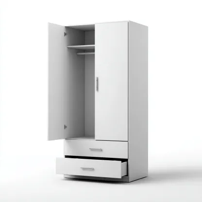 Armoire 2 portes avec tiroirs - bois - 180x90x55 cm - blanc - style moderne-Restota