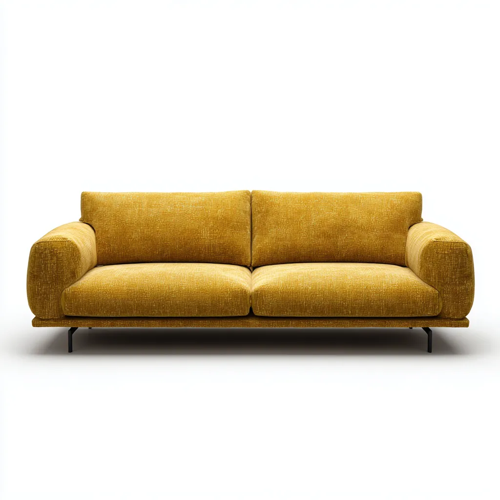 Canapé droit en tissu jaune moutarde avec base en métal noir 215x95x85 cm - jaune - design contemporain confortable-Restota