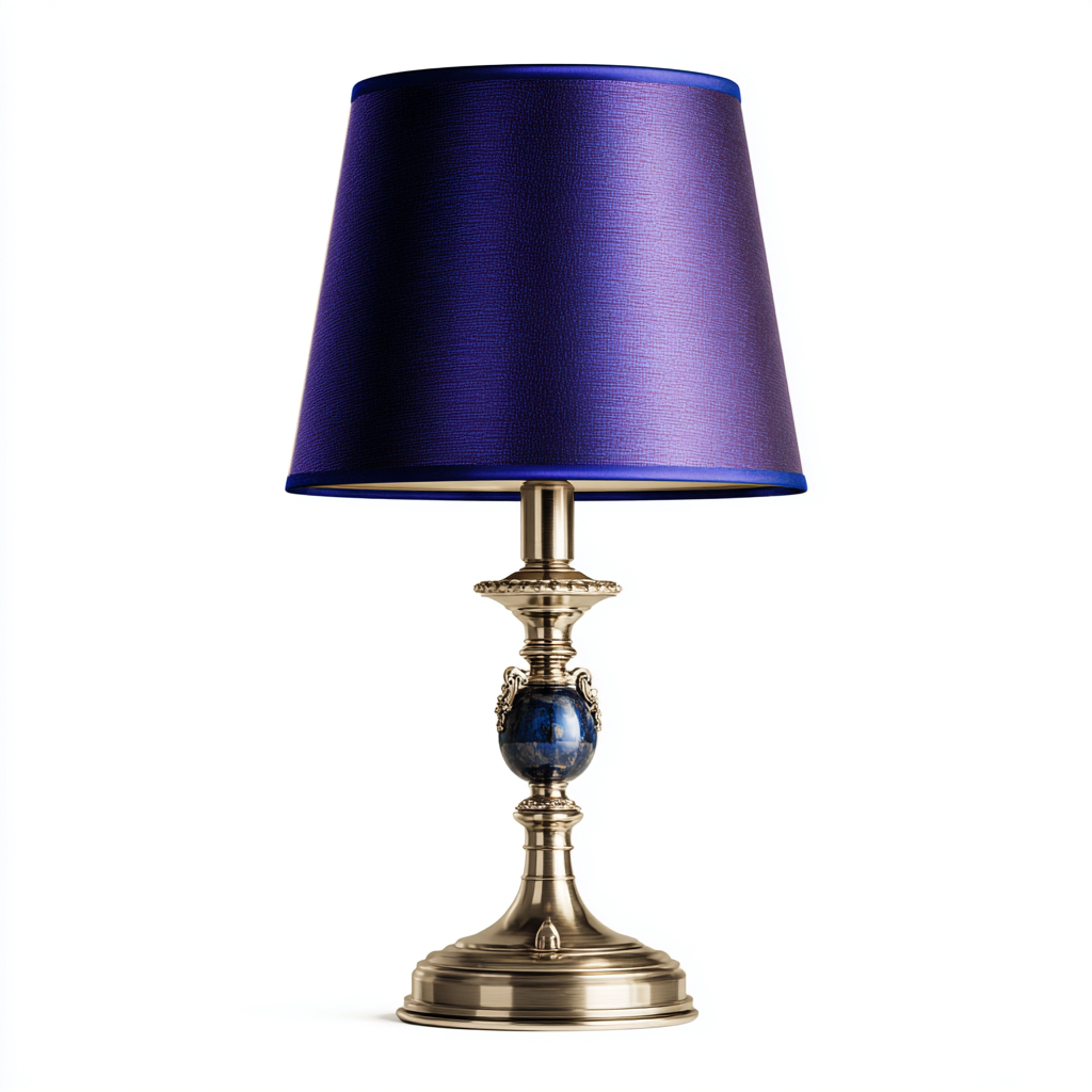 Lampe de table en métal et tissu 27x27x50 cm - bleu-or - style classique-Restota