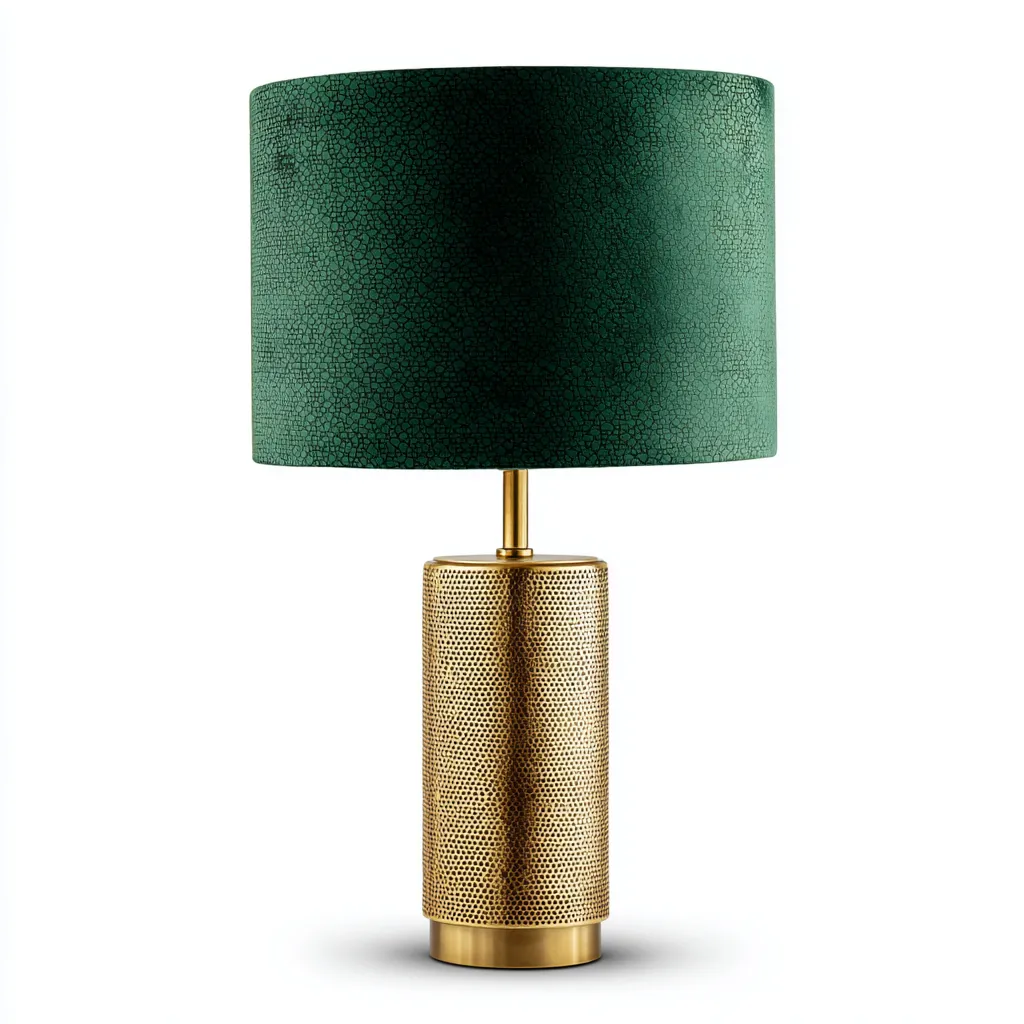 Lampe de table en métal et velours 25x25x54 cm - vert-or - style moderne-Restota
