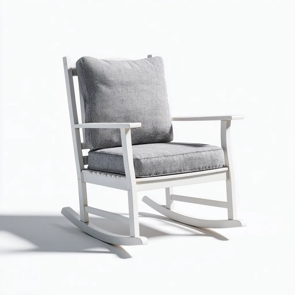 Fauteuil à bascule - Bois et tissu - 90x75x100 cm - Gris clair et blanc - Design moderne épuré-Restota
