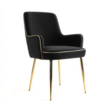 Chaise de salle à manger en velours et métal 58x60x85 cm - noir-or - style moderne avec accoudoirs-Restota
