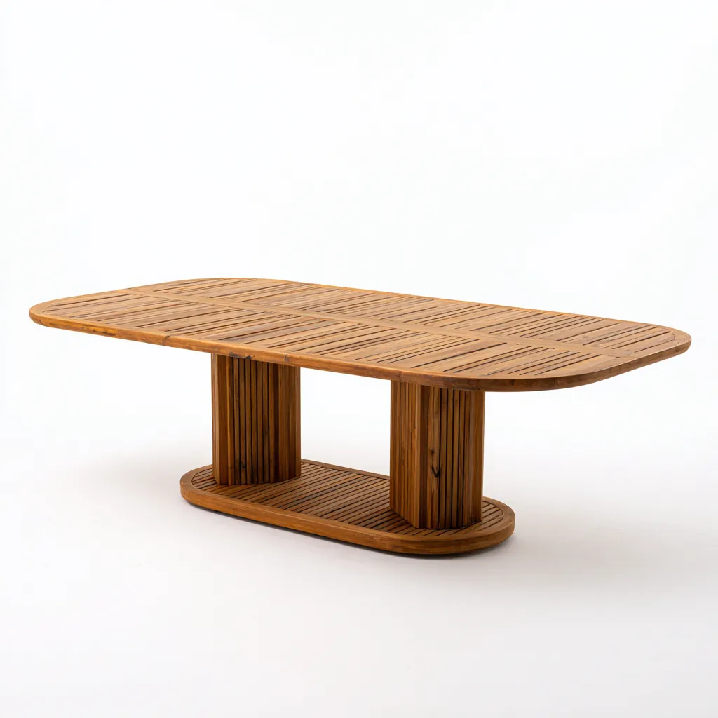 Table de jardin rectangulaire en teck massif 200x90x75 cm - chêneclair - style moderne-Restota