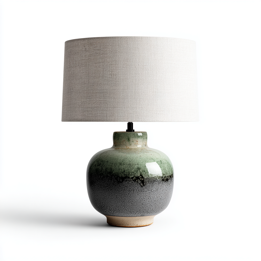 Lampe de table en céramique 26x26x48 cm - vert-gris - style artisanal-Restota