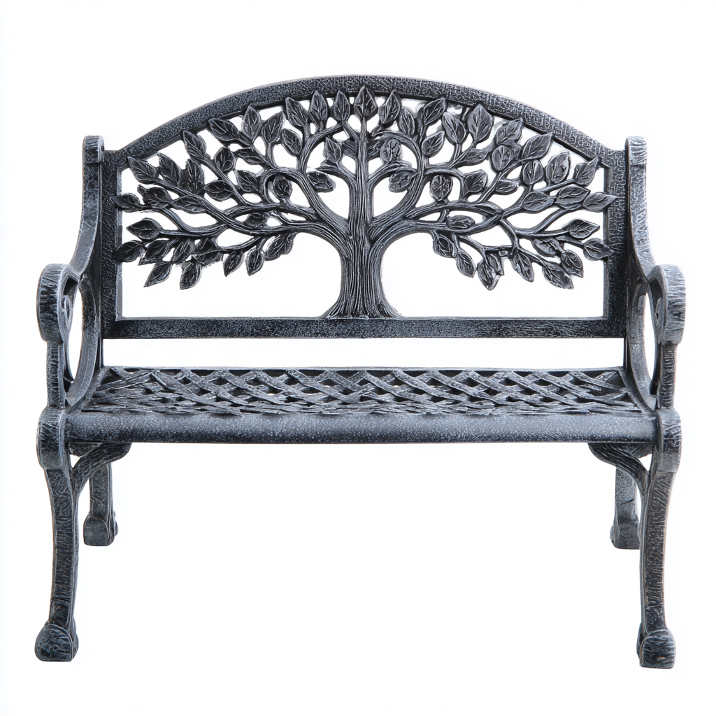 Banc de jardin en fonte - 115x55x83 cm - Noir antique - Motif Arbre de Vie Classique-Restota