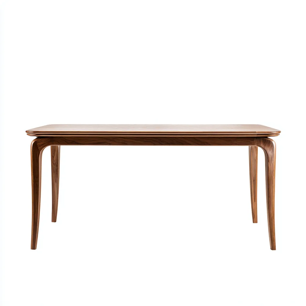 Table à manger rectangulaire en bois de noyer avec pieds effilés courbés 160x90x75 cm - brun noyer - design contemporain raffiné-Restota