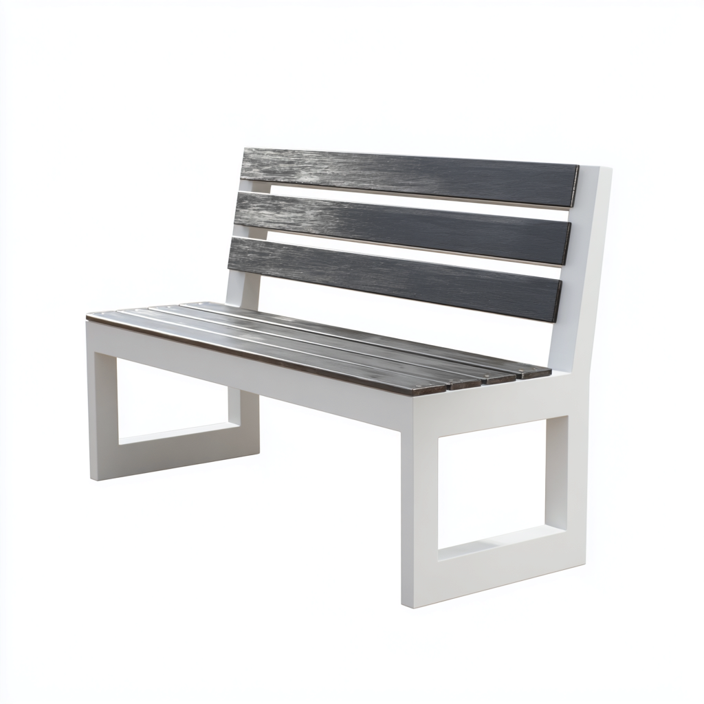 Banc de jardin en bois et métal - 140x60x90 cm - blanc-gris foncé - style contemporain-Restota