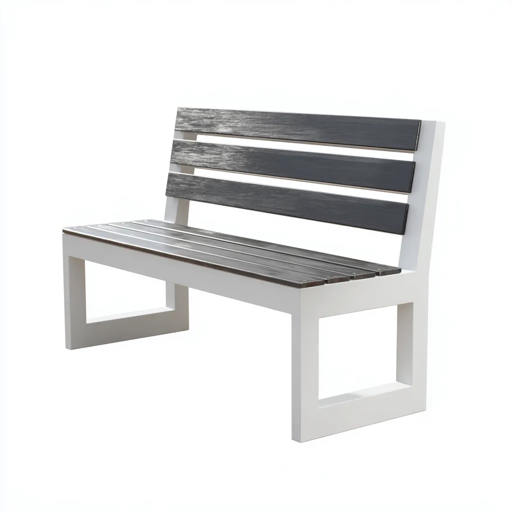 Banc de jardin en bois et métal - 140x60x90 cm - blanc-gris foncé - style contemporain-Restota