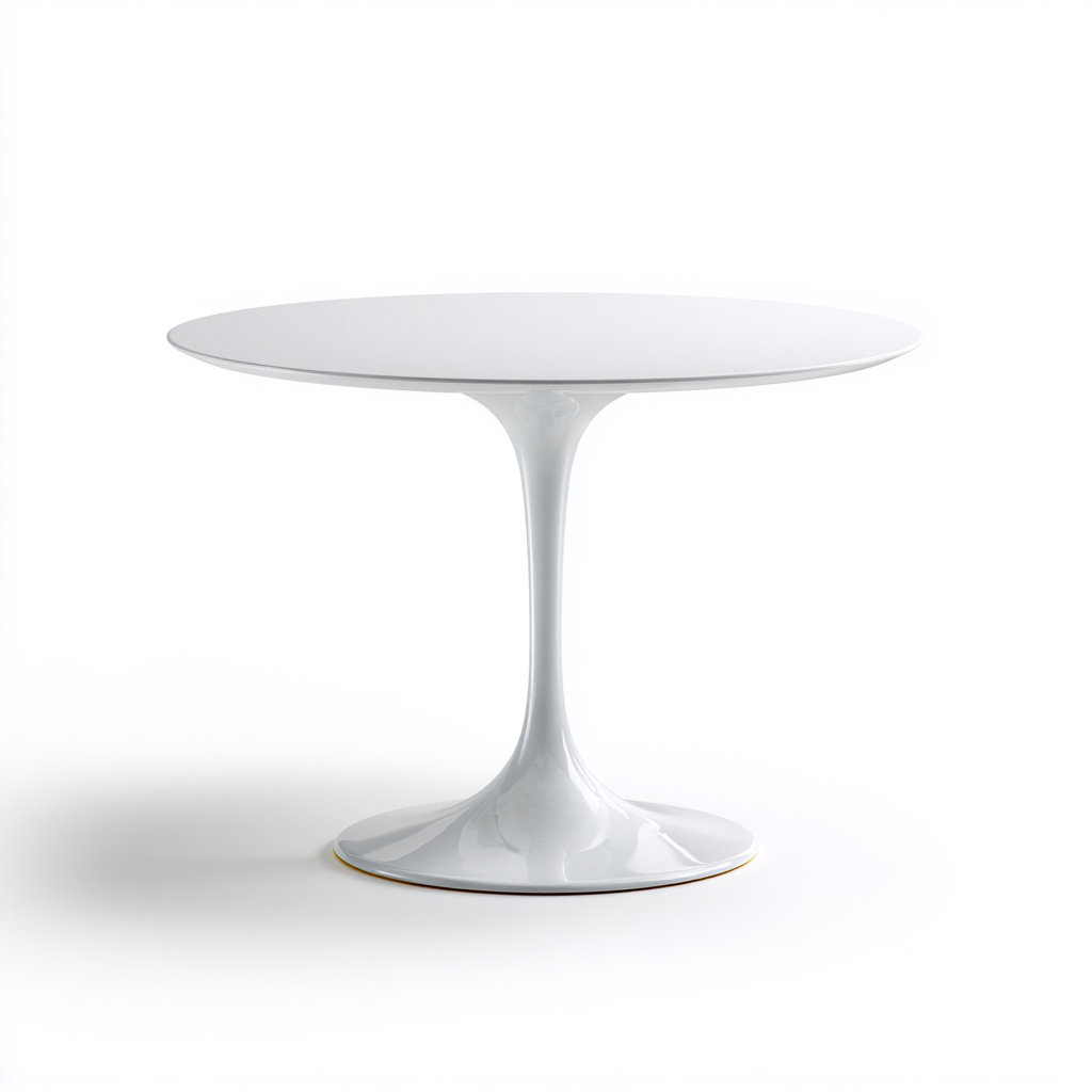 Table à manger ronde en résine blanche avec pied central 100x100x75 cm - blanc - style moderne minimaliste-Restota