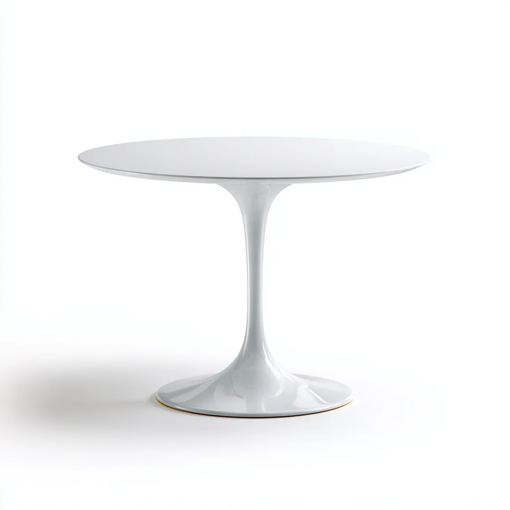 Table à manger ronde en résine blanche avec pied central 100x100x75 cm - blanc - style moderne minimaliste-Restota