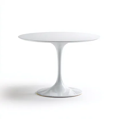 Table à manger ronde en résine blanche avec pied central 100x100x75 cm - blanc - style moderne minimaliste-Restota