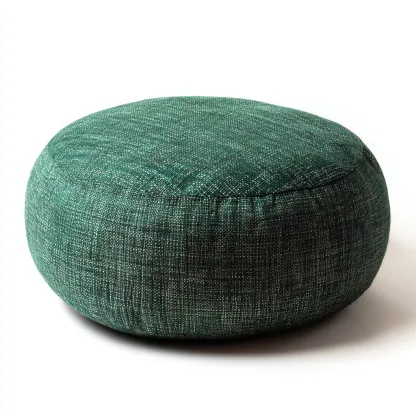 Pouf rond bas en tissu vert foncé - 70x70x25 cm - vert foncé - style moderne minimaliste-Restota