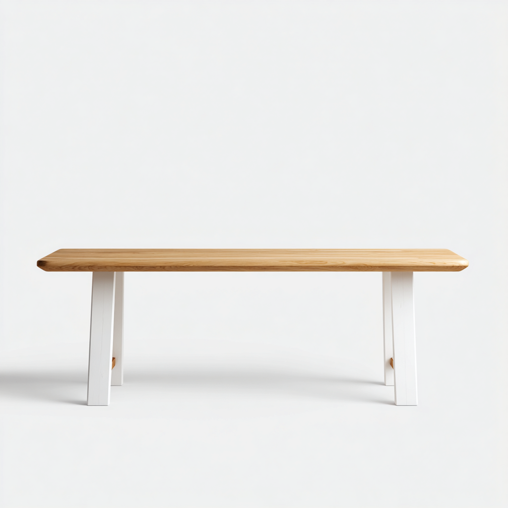Table à manger en chêne et métal 180x90x75 cm - chêneclair-blanc - design scandinave rectangulaire avec pieds solides-Restota
