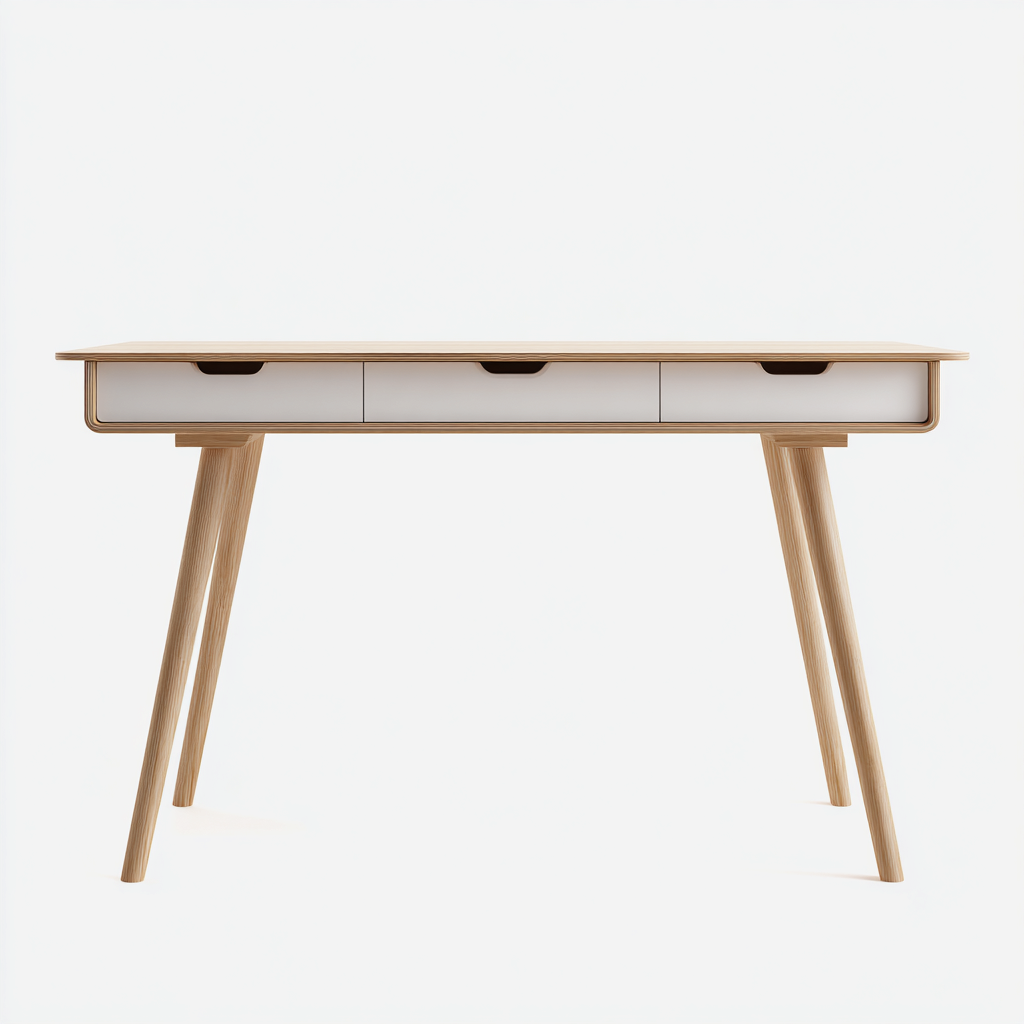 Bureau en bois chêne et blanc avec trois tiroirs - 120x60x75 cm - chêne-blanc - design scandinave minimaliste-Restota