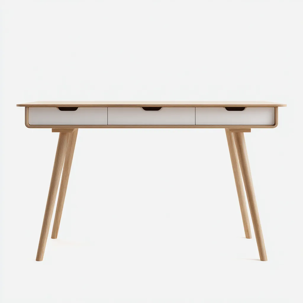 Bureau en bois chêne et blanc avec trois tiroirs - 120x60x75 cm - chêne-blanc - design scandinave minimaliste-Restota