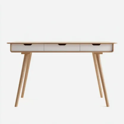Bureau en bois chêne et blanc avec trois tiroirs - 120x60x75 cm - chêne-blanc - design scandinave minimaliste-Restota
