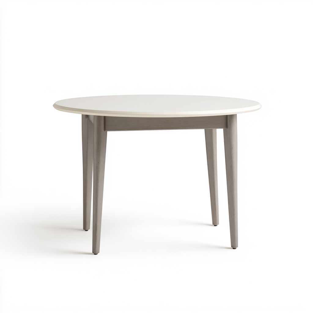 Table à manger ronde en bois 110x110x75 cm - blancgris - style scandinave moderne-Restota