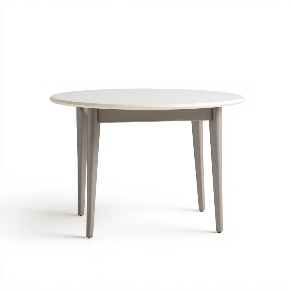Table à manger ronde en bois 110x110x75 cm - blancgris - style scandinave moderne-Restota