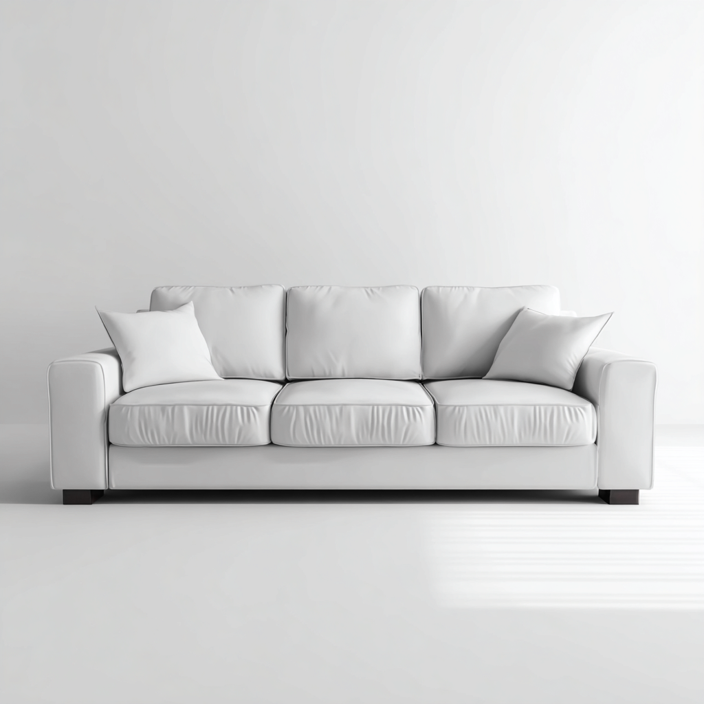 Canapé droit en cuir blanc avec pieds en bois 215x95x85 cm - blanc - design contemporain élégant-Restota