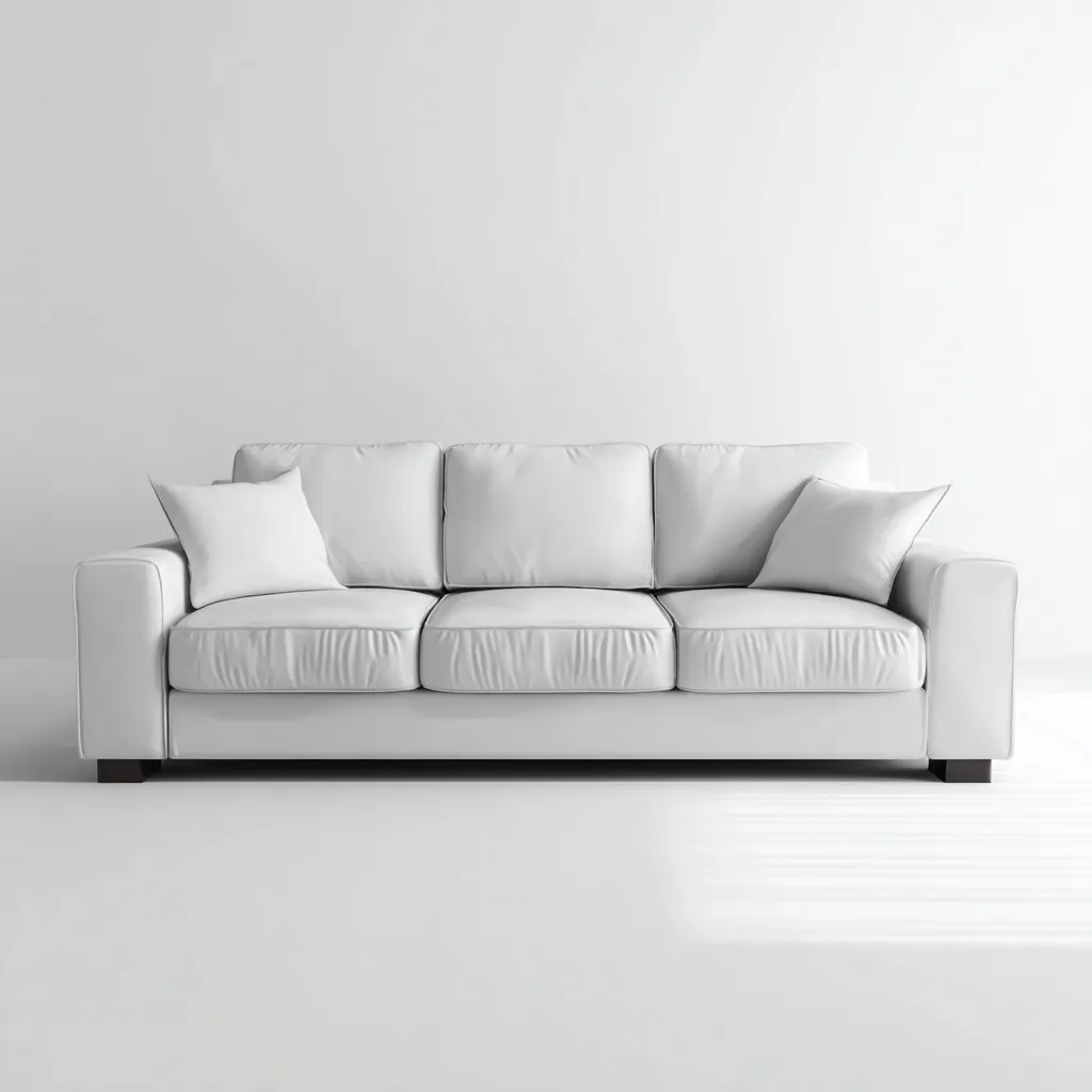 Canapé droit en cuir blanc avec pieds en bois 215x95x85 cm - blanc - design contemporain élégant-Restota