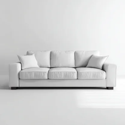 Canapé droit en cuir blanc avec pieds en bois 215x95x85 cm - blanc - design contemporain élégant-Restota