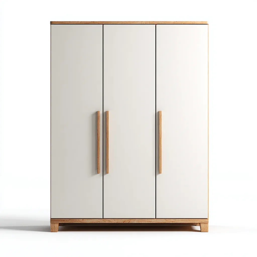 Armoire en bois 150x55x190 cm - blancbois - style scandinave avec espaces de rangement-Restota