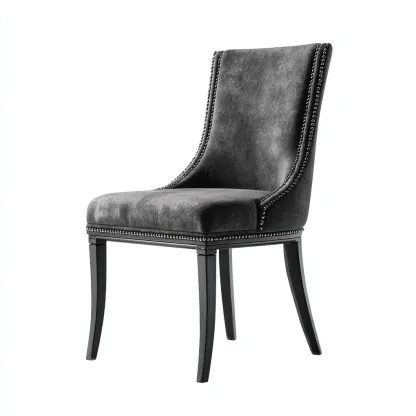 Chaise de salle à manger en velours et bois 55x63x98 cm - gris foncé-noir - style moderne avec clous décoratifs-Restota