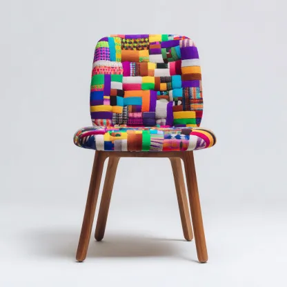 Chaise de salle à manger en tissu patchwork et bois 47x55x83 cm - multicolore - style moderne et artistique rembourré-Restota