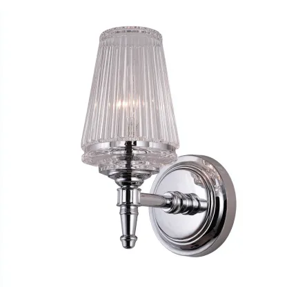 Applique murale en métal chromé et verre cannelé 18x10x25 cm - argent - style classique-Restota