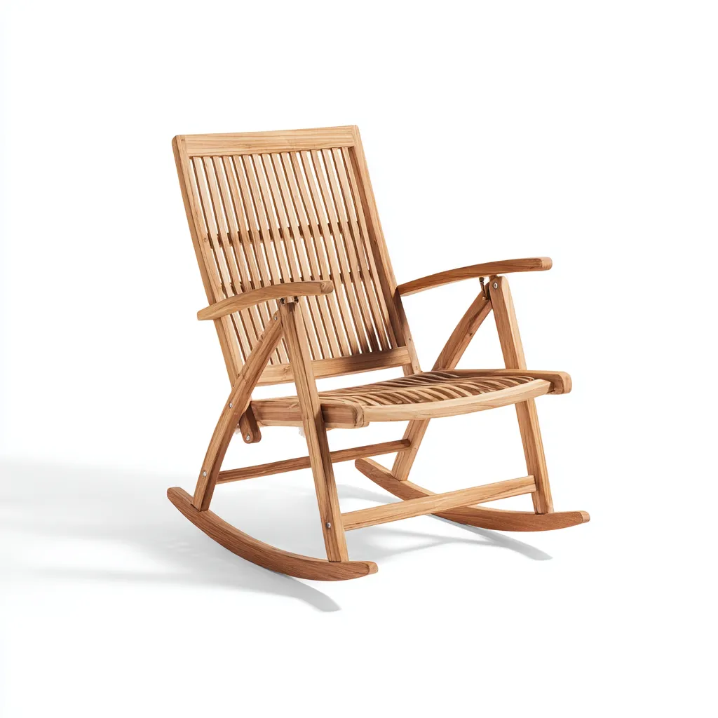 Fauteuil à bascule - Bois de teck naturel - 92x66x105 cm - Teaknaturel - Style scandinave épuré-Restota