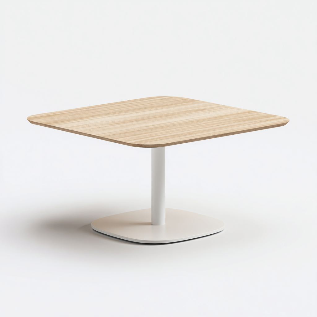 Table à manger carrée avec plateau en bois clair et base blanche 100x100x75 cm - bois clair-blanc - design contemporain minimaliste-Restota