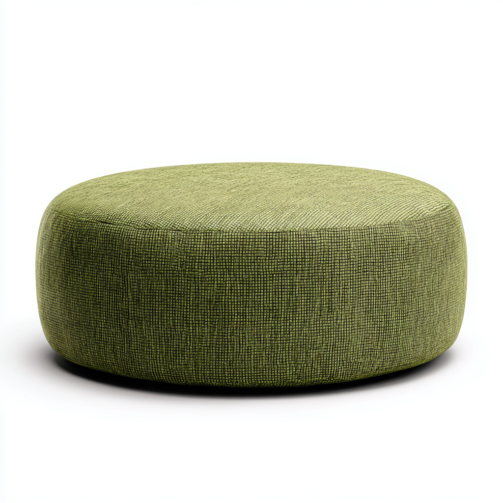 Pouf rond bas en tissu vert clair - 70x70x25 cm - vert clair - style scandinave moderne-Restota
