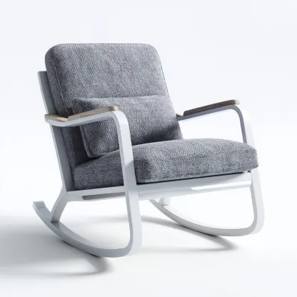 Fauteuil à bascule - Structure en métal et tissu - 88x75x95 cm - Gris et blanc - Design contemporain confortable-Restota